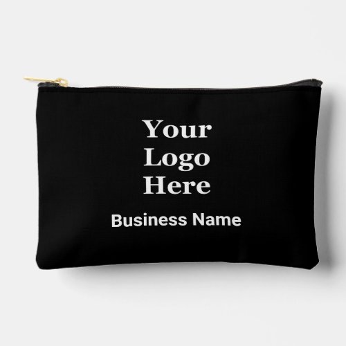 Business Name Black and White Text Your Logo Here Accessory Pouch