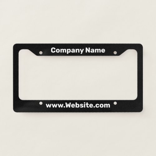 Business Name Black and White Website Template  License Plate Frame