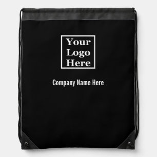 Business Name Black and White Your Logo Here Drawstring Bag