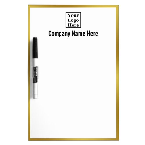 Business Name Black White and Gold Your Logo Here Dry Erase Board