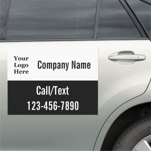 Business Name Black  White Call Text Phone Number Car Magnet