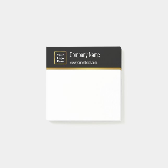 Business Name Black White Gold Logo Website Post-it Notes (Front)