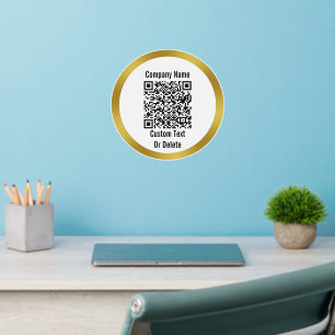 Business Name Black White Gold QR Code Template Wall Decal