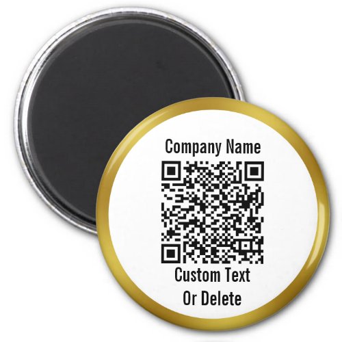 Business Name Black White Gold QR Code Your Text Magnet