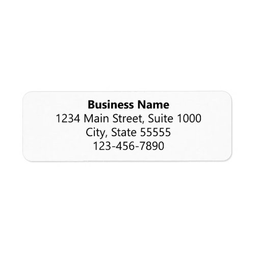 Business Name Black White Phone Return Address Label