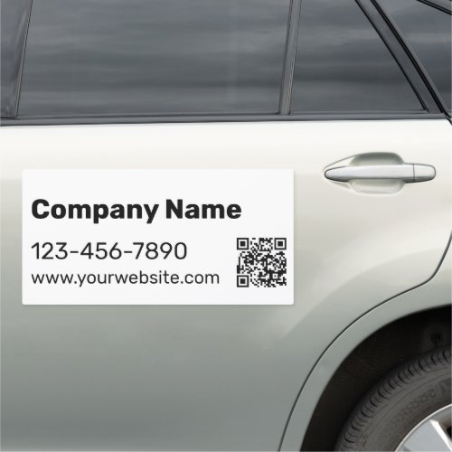 Business Name Black White Promotional with QR Code Car Magnet