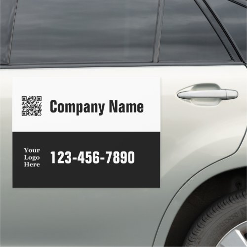 Business Name Black  White QR Code Logo Template Car Magnet