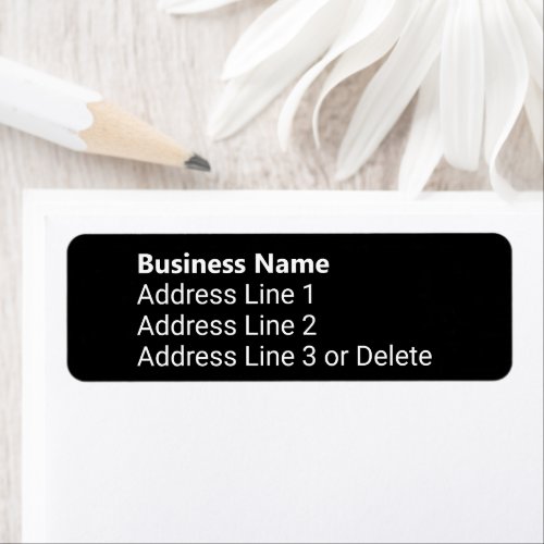 Business Name Bold Black and White Return Address  Label