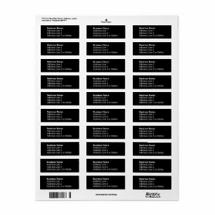 Business Name Bold Black and White Return Address Label