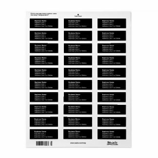 Business Name Bold Black and White Return Address Label
