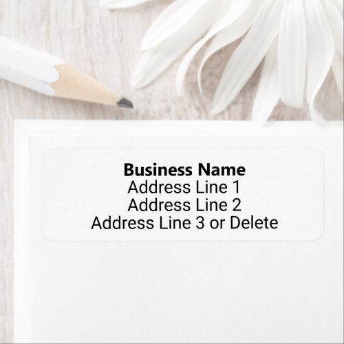 Business Name Bold Return Address  Label
