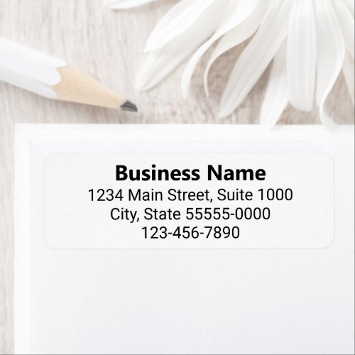 Business Name (Bold) Return Address Phone Number Label