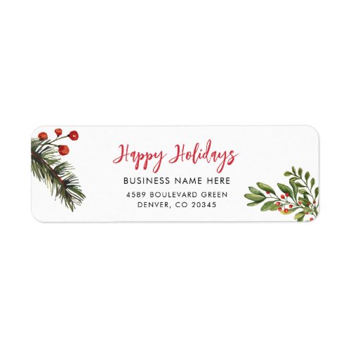 Business Name Botanical Christmas Return Address Label