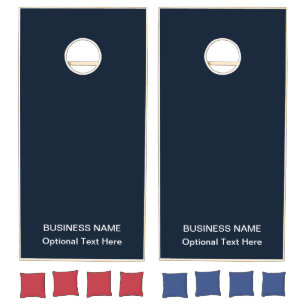 Business Name Brand Minimalist Navy Blue Cornhole Set