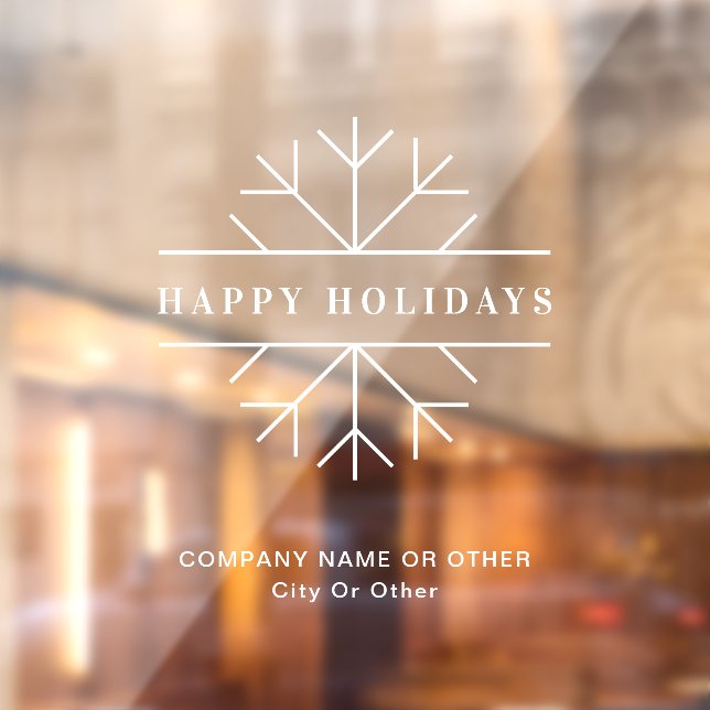 Business Name Christmas Happy Holidays Snowflake Window Cling (Sheet 2)