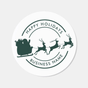 Business Name Christmas Holiday Custom Classic Round Sticker