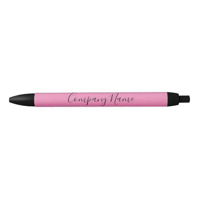 Business Name Cursive Script Elegant Pink & Black Pen (Front)
