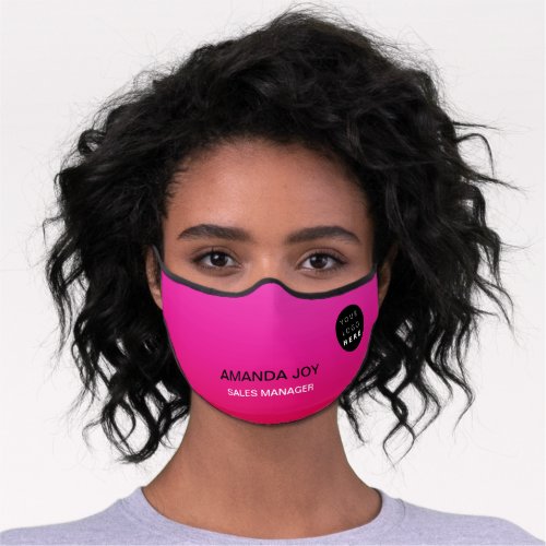 Business Name Custom Logo Monogram Pink Premium Face Mask