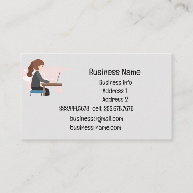 Business Name Custom Person at Desk Card (Front)