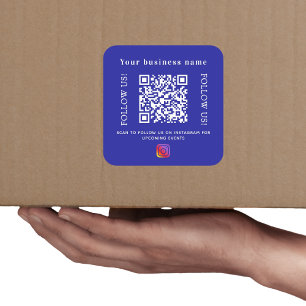 Business name dark blue qr code Instagram Square Sticker
