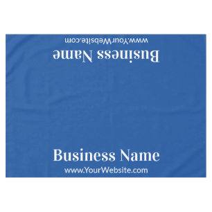Business Name Deep Blue and White Text Template Tablecloth