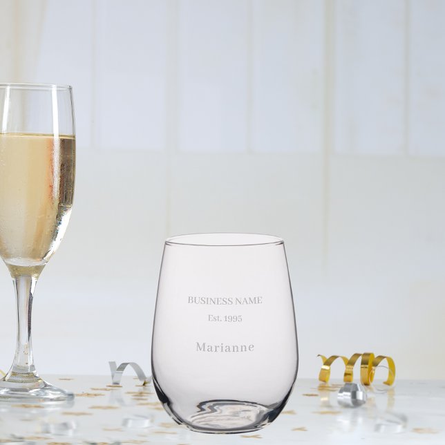 Business name employee stemless wine glass (Creator Uploaded)