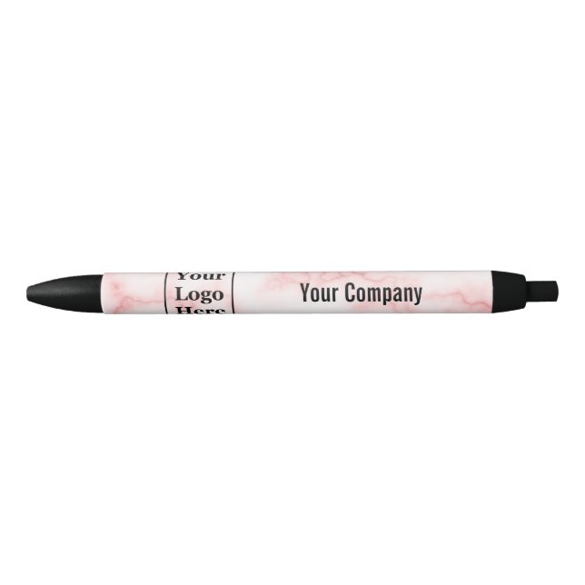 Business Name Faux Pink Marble Your Logo Here Pen (Front)