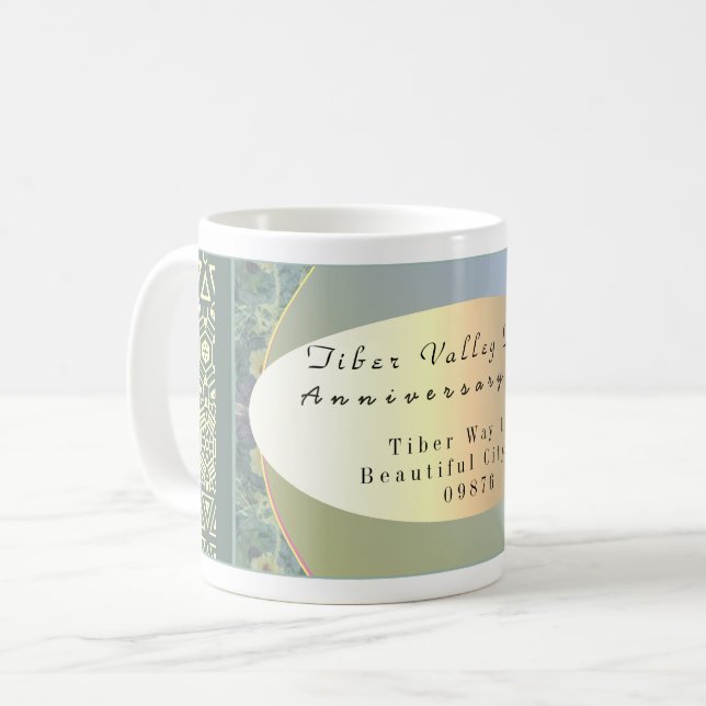 Business Name Floral Emblem Coffee Mug (Front Left)