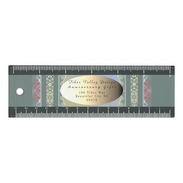 Business Name Floral Emblem Ruler (Front)