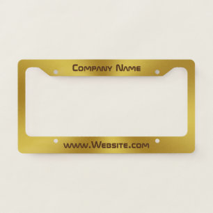 Business Name Gold and Brown Website Promotional License Plate Frame