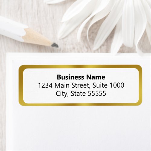 Business Name Gold and White Return Address Label