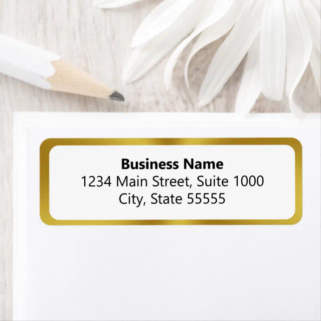 Business Name Gold and White Return Address Label | Zazzle - Pet Crate Labels With Name And Name And Address