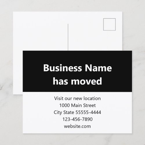 Business Name Has Moved Black Moving Announcement Postcard