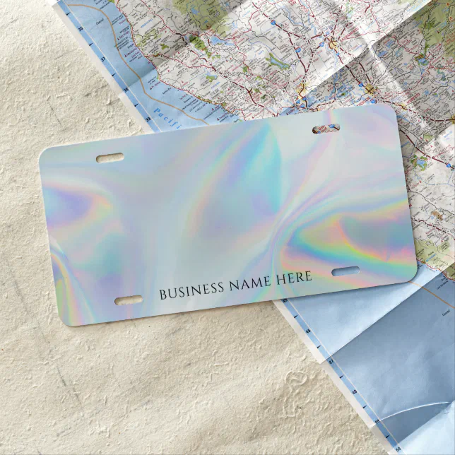 Business Name Holographic Employee Staff License Plate | Zazzle