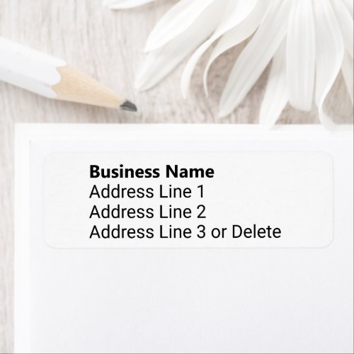 Business Name in Bold Font Return Address  Label