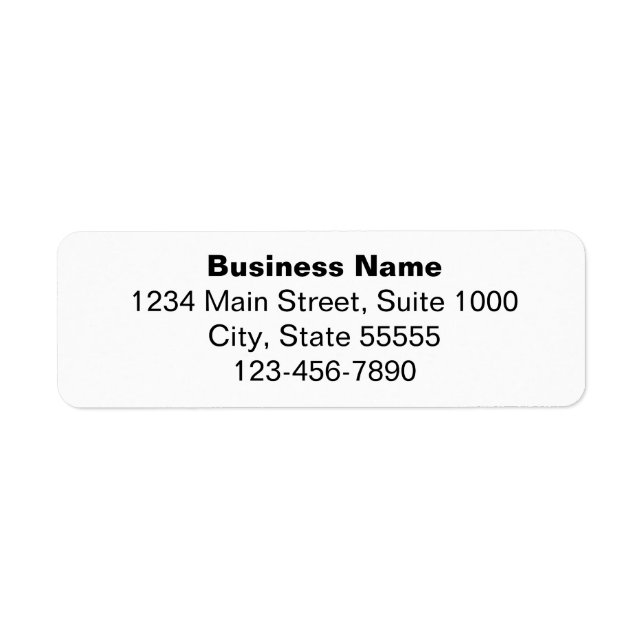 Business Name in Bold Phone Number Return Address  Label (Front)