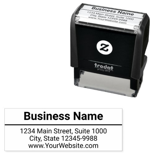 Business Name in Bold Return Address Website Text Self_inking Stamp
