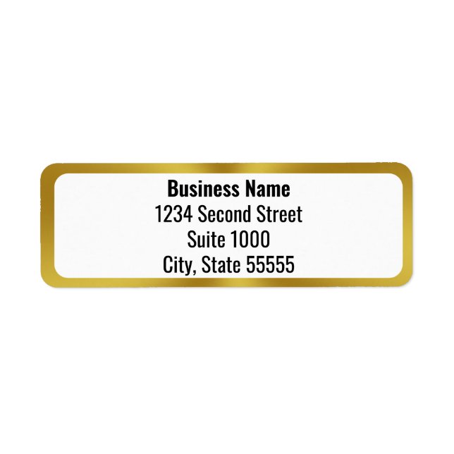 Business Name in Bold White & Gold Return Address Label (Front)