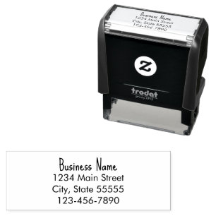 Business Name in Handwriting Font & Return Address Self-inking Stamp