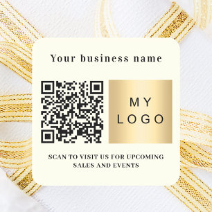 Business name ivory logo qr code square sticker