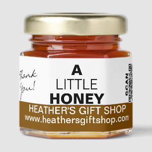 Business Name Little Honey Thank You Brown QR Code Honey Jar Favors
