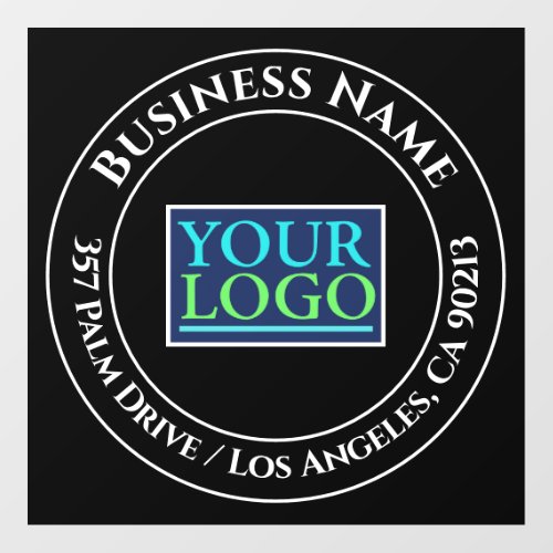 Business Name Logo Address Black Circle Floor Decals