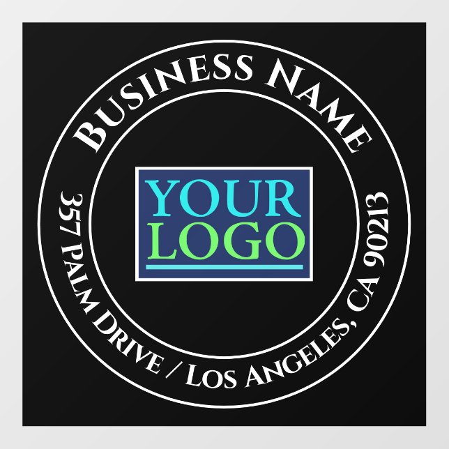 Business Name, Logo Address, Black Circle Floor Decals (Front)