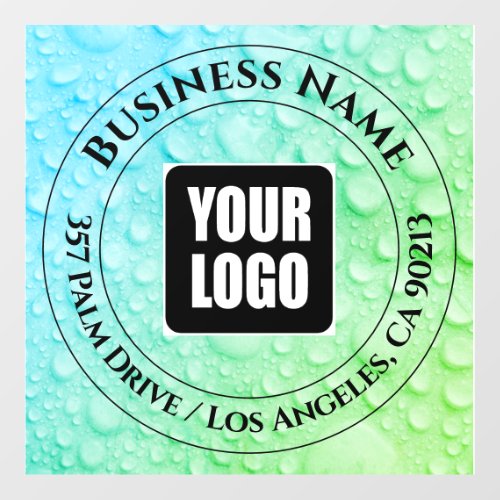 Business Name Logo Address BlueGreen Water Drops Floor Decals
