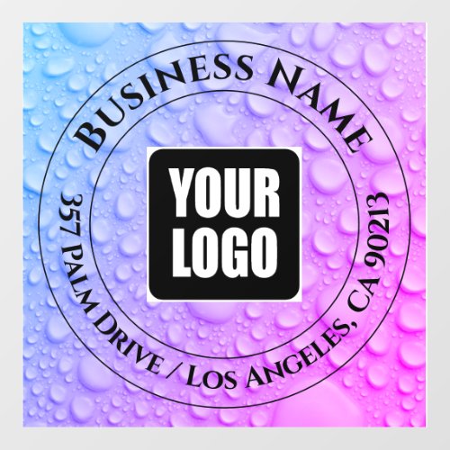 Business Name Logo Address BluePurple Water Drops Floor Decals