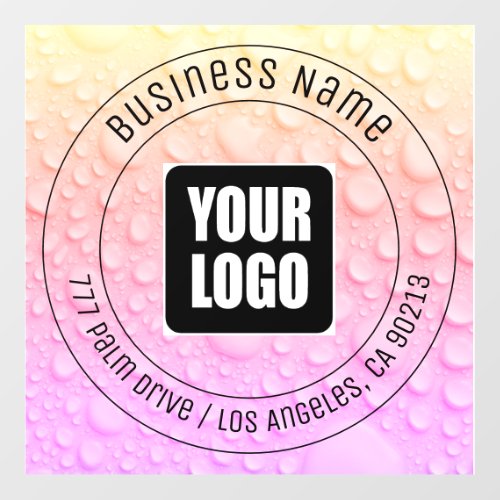Business Name Logo Address YelPink Water Drops  Floor Decals