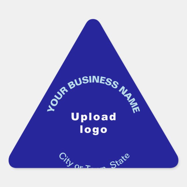 Business Name, Logo and Location on Blue Triangle Sticker (Front)
