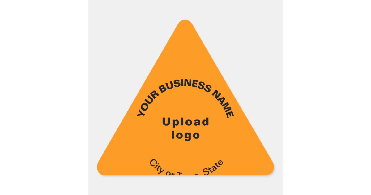 Business Name, Logo and Location on Orange Color Triangle Sticker | Zazzle