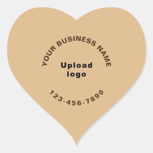 Business Name Logo and Phone Number Light Brown Heart Sticker