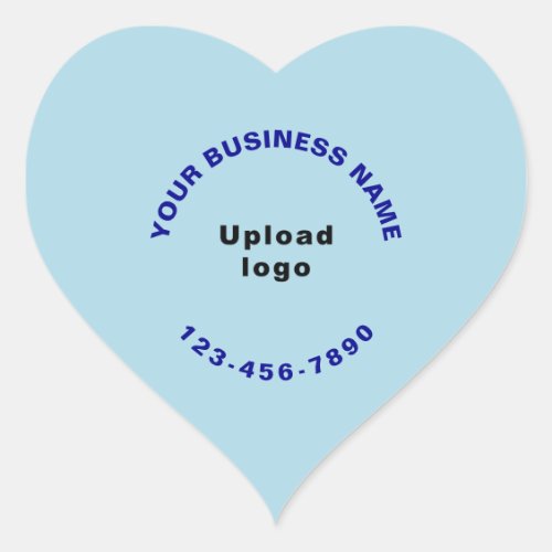 Business Name Logo and Phone Number on Light Blue Heart Sticker